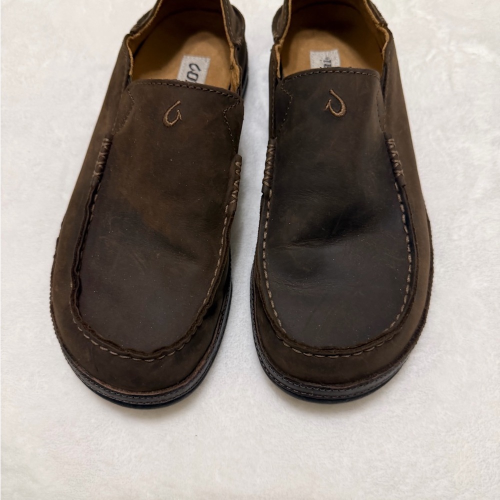 Olukai Moloa Brown Leather  Slip On Shoes Size 9.